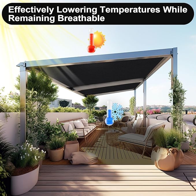 Artpuch 90% Sun Shade Cloth, 3 x 6 FT Pergola Shade Cover Canopy with Grommets, Sun Screen Fabric Tarp for Patio, Outdoor, Garden, Backyard, Black