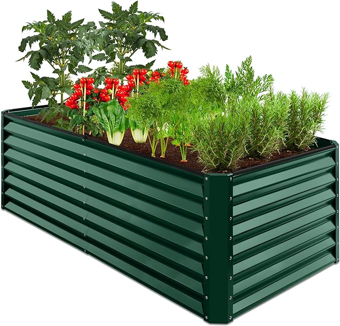 Best Choice Products 6x3x2ft Outdoor Metal Raised Garden Bed, Deep Root Box Planter for Vegetables, Flowers, Herbs, 269 Gallon Capacity, 100% Non Toxic Materials - Dark Green