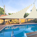 E&K Sunrise 24' x 24' x 24' Sun Shade Sail Triangle Canopy Shade Cover UV Block for Patio Backyard Garden Outdoor (Beige White Strip)