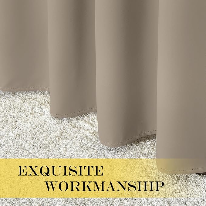 NICETOWN Blackout Curtains 54 Inches Long, Thermal Insulated Room Darkening Curtains for Bedroom, Window Treatment Drapes for Living Room Nursery (W66 x L54 Inch, Taupe, 1 Panel)