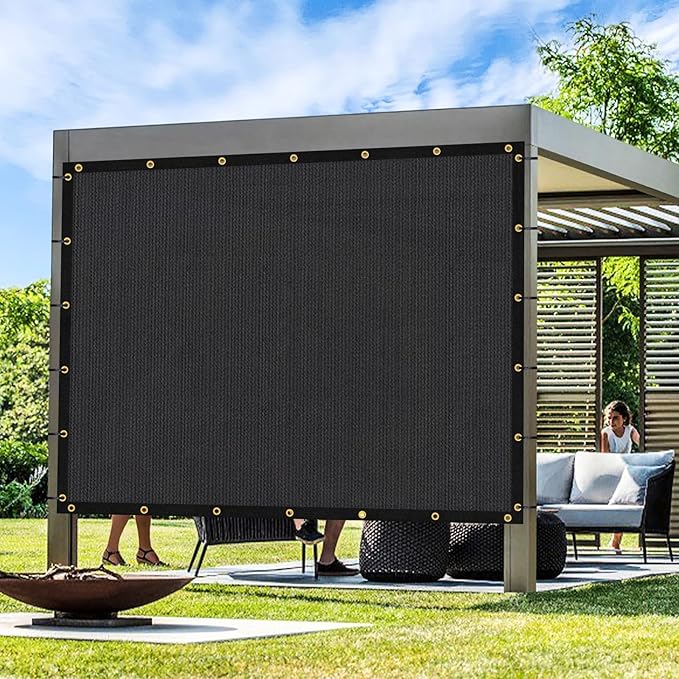 Artpuch Outdoor Pergola Shade Cover 13x16 FT Sun Shade Cloth with Grommets Black 90% UV Protection Canopy Patio Privacy Screen (Customized Available)