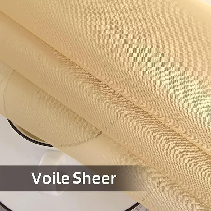 SpaceDresser Waterproof Outdoor Sheer Curtains for Patio - 2 Panels Rod Pocket Indoor Voile Sheer Curtain for Living Room,100W x 108L inch, Beige