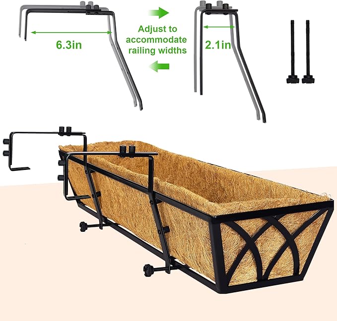 24in 2pcs Planter Box with Coco Liner, Rust-Resistant Metal Frame, Hydration and Drainage for Indoor or Outdoor Use