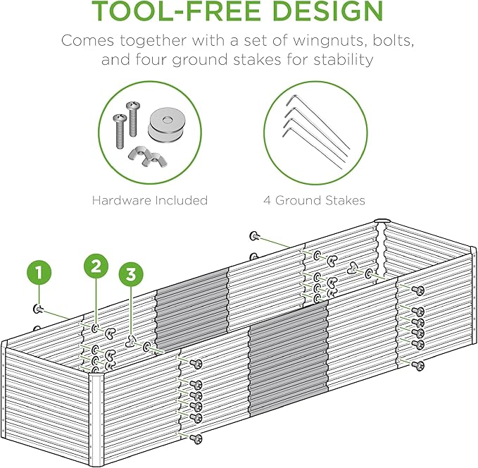 Best Choice Products 8x2x2ft Raised Outdoor Metal Garden Bed, Deep Root Box Planter for Vegetables, Flowers, Herbs, 240 Gallon Capacity, 100% Non Toxic Materials - Taupe