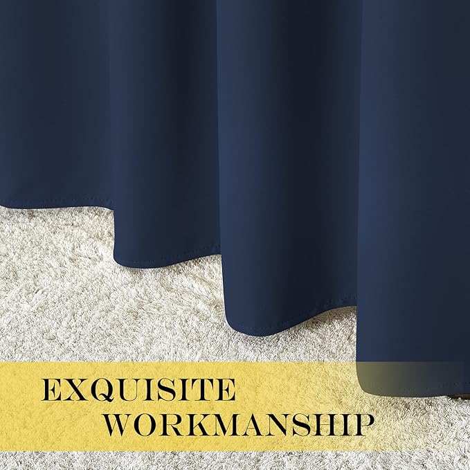 NICETOWN Blackout Navy Curtain Drape for Windows 84" Long - Room Darkening Energy Saving Thermal Insulated Solid Grommet Window Treatment for Living Room (Navy, 1 Panel, 66 by 84-Inch)