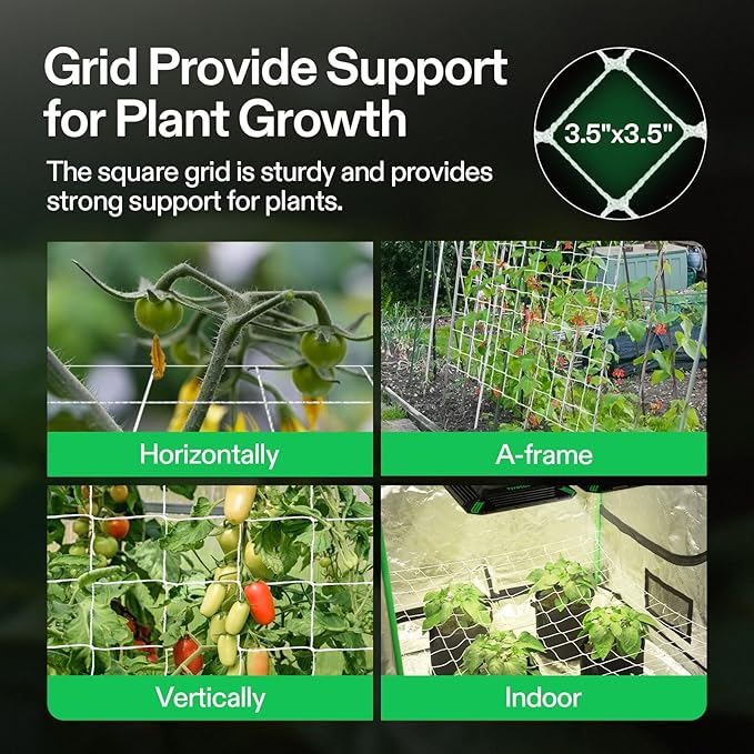 VIVOSUN 5 x 30 ft. Plant Trellis Netting, Heavy-Duty Polyester Grow Net, Garden Trellis Netting with Square Mesh for Climbing Plants, Vegetables, Fruits, and Flowers, 2-Pack