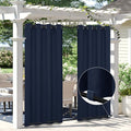 Easy-Going Linen Look Outdoor Curtains Waterproof Windproof Porch Curtains, Soft Thicken Outdoor Privacy Curtains for Patio, Gazebo, Grommet Top and Tab Bottom Drape, 1 Panel, 110x84 inch, Navy
