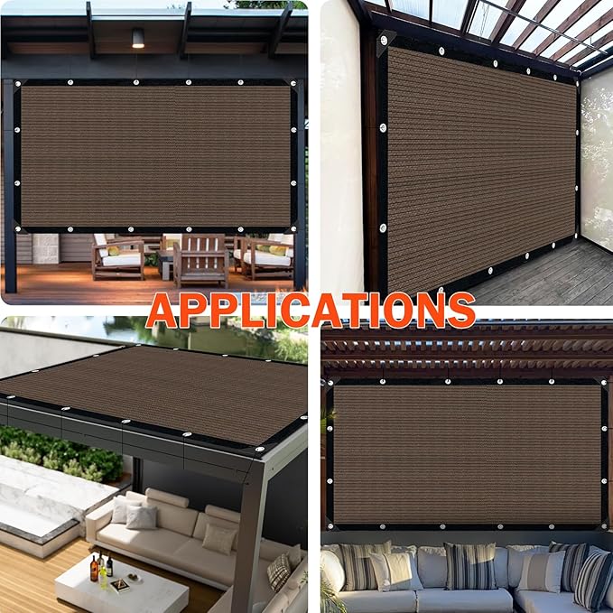 Mocha Sun Shade Cloth,Pergola Shade Cover with Reinforced Grommets,90% Shade Fabric Fence Privacy Screen Balcony,Pergola Shade Cover Canopy Garden Carport Porch Deck Patio Shade Cover,4x8FT