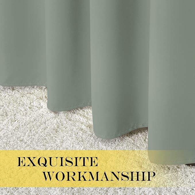 NICETOWN Blackout Sage Green Curtain 54 inches Long, Grommet Thermal Insulated Room Darkening Window Treatment Light Blocking for Kids Room/Bedroom, W66 x L54, 1 Panel