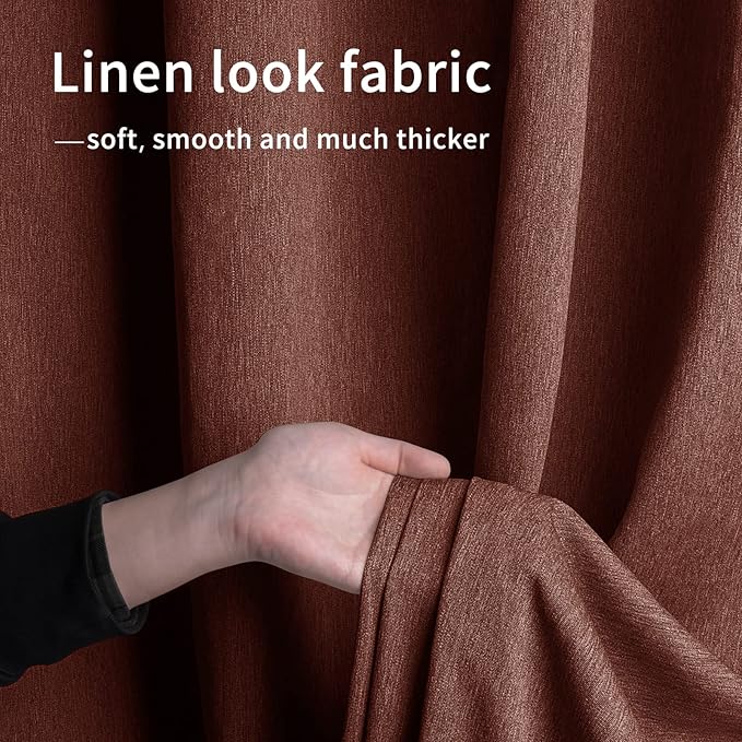 Easy-Going Linen Look Outdoor Curtains Waterproof Windproof Porch Curtains, Soft Thicken Outdoor Privacy Curtains for Patio, Gazebo, Grommet Top and Tab Bottom Drape, 1 Panel, 110x120 inch, Terra Red