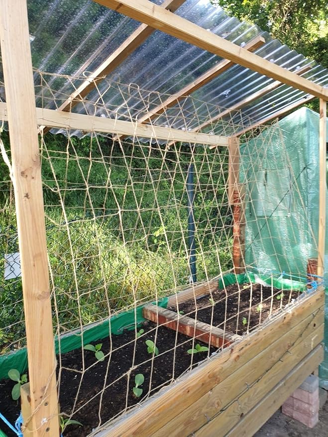 Jute Trellis Netting - Jute Netting for Garden, Heavy Duty Plant Support Netting for Climbing Plants, Cucumber, Vine, Fruits & Vegetables, Climbing Vining Plants (6.6 Ft x 16.4 Ft, 5.9 Inch Squares)