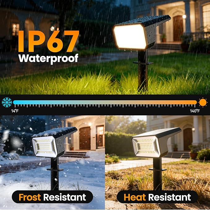 Fabrito Solar Spot Lights Outdoor 10 Pack, [108Leds, 4 Modes] Auto On/Off Spotlights, IP67 Waterproof Landscape Lights for Tree, Yard, Patio, Pool, Pathway, Driveway, Warm White
