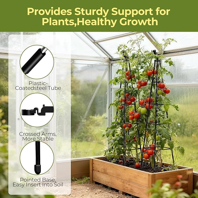 2 Pack Garden Trellis for Climbing Plants Outdoors,65Inch Cucumber Trellis Garden Obelisk Trellis Rustproof Plants Support with Adjustable Heights for Indoor Potted Plants, Vines, Vegetables