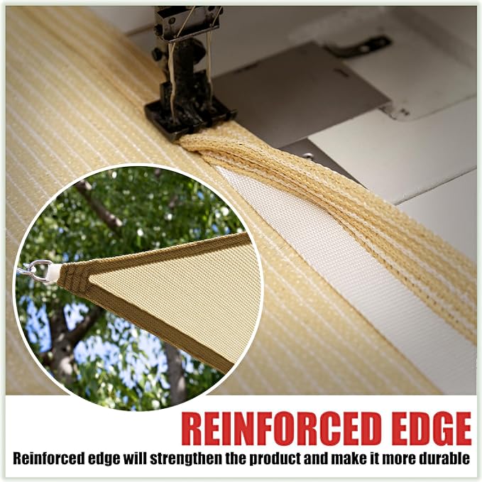 ColourTree TAPR1616 Custom Size 17' x 18' Beige Sun Shade Sail Canopy UV Block UPF50 Rectangle - Commercial Standard Heavy Duty - 190 GSM - 3 Years Warranty