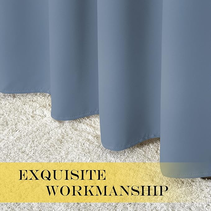 NICETOWN Blackout Drapery Curtain Panel 90 inches Long - Window Treatment Thermal Insulated Grommet Blackout Curtain/Drape for Bedroom Living Room (Stone Blue, 1 Panel, 46 by 90 inches)