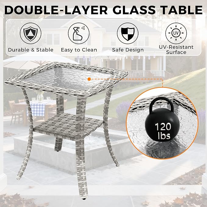 8-Seat Modern Patio Furniture Set with Swivel Rocking Chairs, Thick 4″ Cushions, Dual-Strand Wicker Rattan, Rust-Resistant Steel Frame – Outdoor Conversation & Modular Sectional,Black