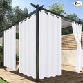 HolidayIdeas Outdoor Curtains for Patio Waterproof, 2 Panels - 84 x 95 Inch - Privacy Protection & Light Filtering Curtains Grommet Outside Curtains for Porch, Gazebo, Pergola, Backyard (White)