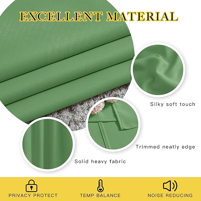 NICETOWN Blackout Curtain Panel 63 inch Long for Window - Thermal Insulated Solid Grommet Blackout Drape for Bedroom Living Room Kitchen (Single Panel, 52W x 63L, Froest Green)