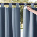 NICETOWN 2 Panels Self Stick Tab Top Outdoor Curtainss for Patio Waterproof, Indoor Outdoor Blinds Room Darkening Window Treatments Rain & Sun Blocking Drapes for Pool, W52 x L84, Stone Blue