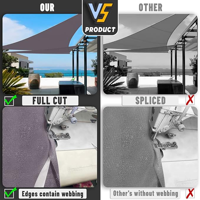 LOVE STORY Custom Size 8'x8'x11.3' Dark Grey Sun Shade Sail Right Triangle Sunhsade Fabric Awning Canopy for Patio Backyard Carport Pergola (Customized)
