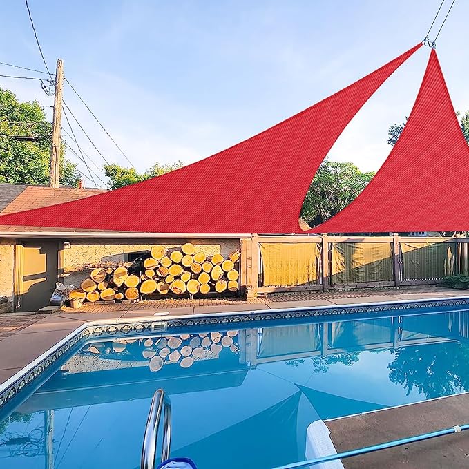 E&K Sunrise 3' x 3' x 3' Sun Shade Sail Triangle Canopy Shade Cover UV Block for Patio Backyard Garden Outdoor (Red)