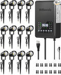 12 Pack Landscape Lights with 2 Zone 300W Low Voltage Transformer, 3000K 12V LED Landscape Lighting Kit, Waterproof Aluminum Landscape Spotlights with Connectors for Yard Tree Garden W01LK06