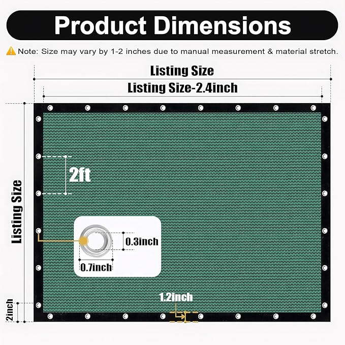 Artpuch 90% Sun Shade Cloth, 10 x 10 FT Pergola Shade Cover Canopy with Grommets, Sun Screen Fabric Tarp for Patio, Outdoor, Garden, Backyard, Green