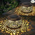 Solar Lanterns Waterproof Outdoor Decor: 2 Pack Hollow Out Retro Metal Solar Lights - Unique Gardening Gifts for Women Mom - Outside Garden Yard Patio Porch Tabletop Decorations 2 Lighting Colors