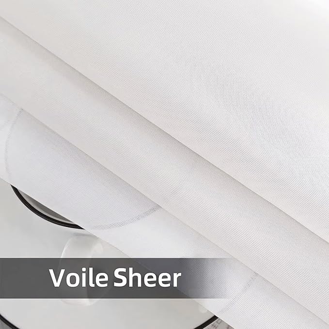 SpaceDresser Waterproof Outdoor Sheer Curtains for Patio - 2 Panels Rod Pocket Indoor Voile Sheer Curtain for Living Room,52W x 84L inch, White