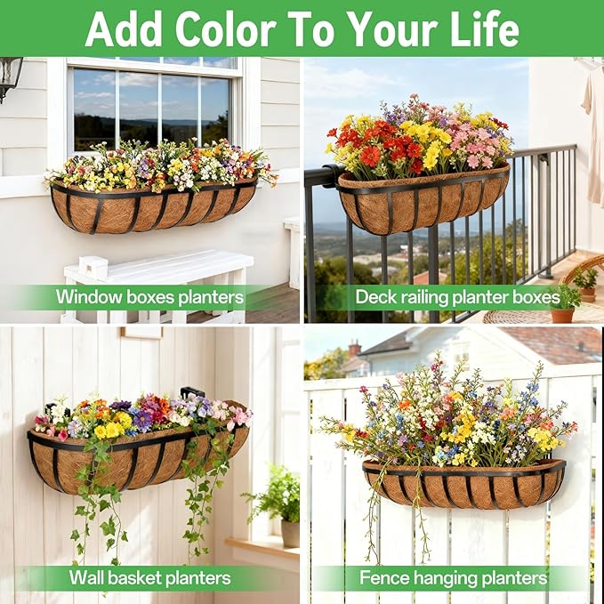 ZeeDix 30 Inch Trough Coconut Liners for Planters - 100% Natural Coconut Coir Fiber Planter Liners Replacement for Window Boxes, Wall Baskets, Deck Flower Boxes, Garden Railing Fence Troughs (4Pack)