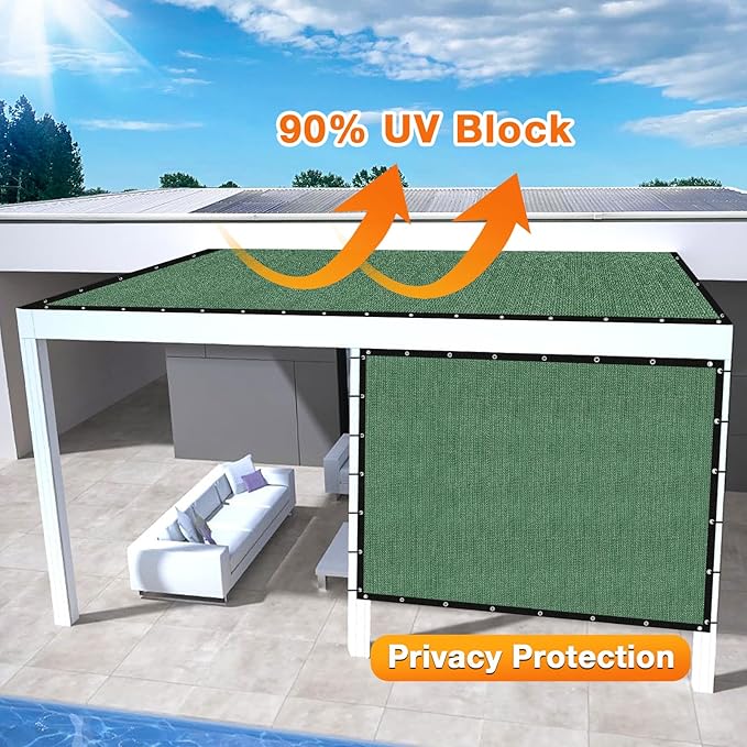 Artpuch Outdoor Pergola Shade Cover 8' X 24' Sun Shade Cloth with Grommets, 90% UV Protection Canopy Patio Privacy Screen (Customized Available) GN107, Green