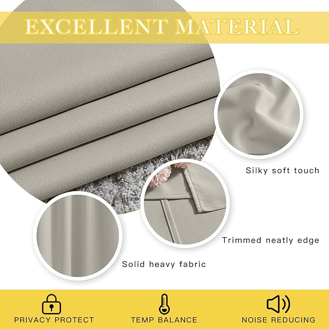 NICETOWN Blackout Room Divider Curtains for Sliding Glass Doors 102 Inches Long 1 Panel, Extra Wide Curtains for Doorway Patio Bedroom Living Room (Natural, 80Wx102L, 1 Panel)