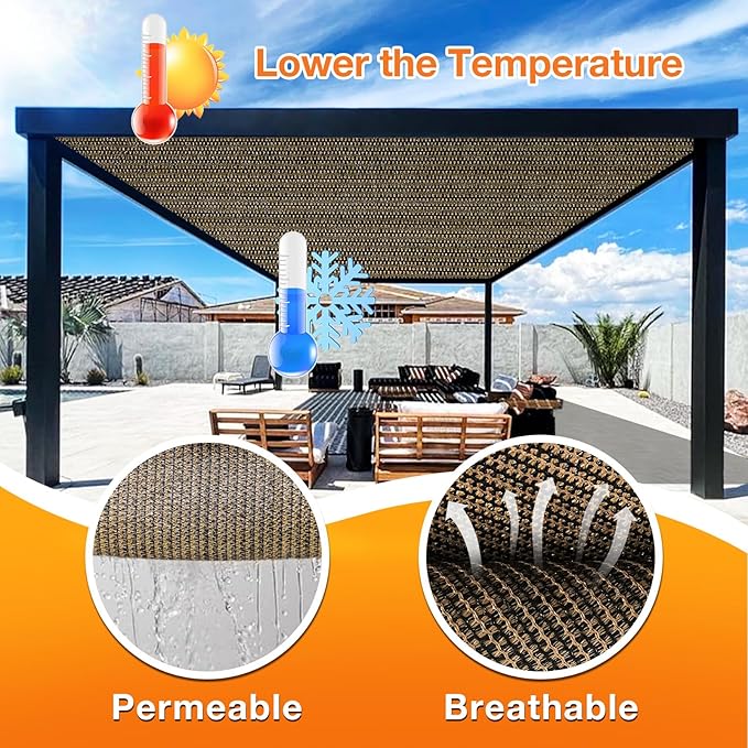 Artpuch Outdoor Pergola Shade Cover 4x18 FT Sun Shade Cloth with Grommets Mocha 90% UV Protection Canopy Patio Privacy Screen (Customized Available)