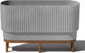 Veradek Demi Series Raised Long Planter for Indoor/Outdoor Use | Made from Plastic & Stone w/Wooden Stand | Modern Patio Décor for Flowers/Shrubs