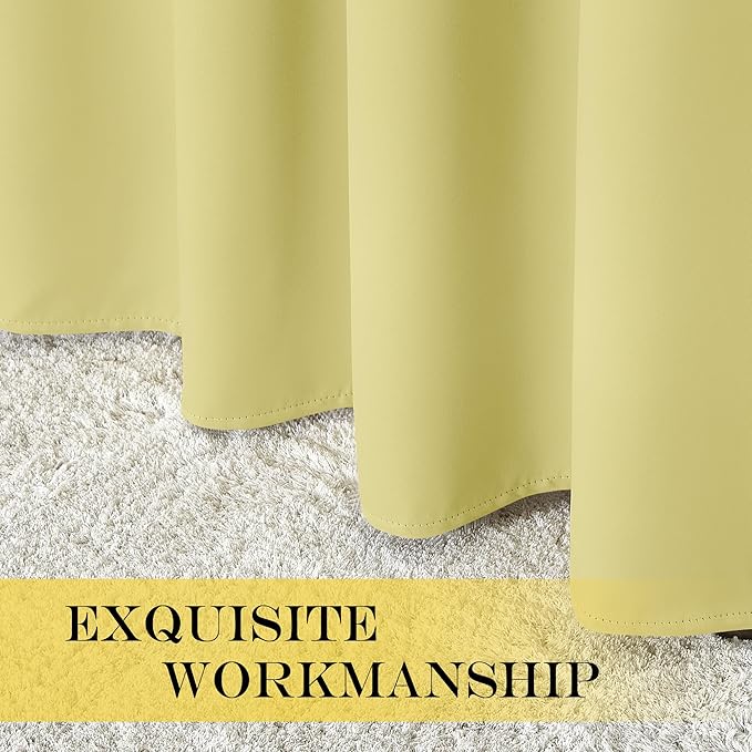 NICETOWN Blackout Room Darkening Window Curtain - Thermal Insulated Solid Grommet Blackout Patio Door Curtain/Drape for Living Room (Paler Yellow, 1 Panel, 52 by 95-inch)