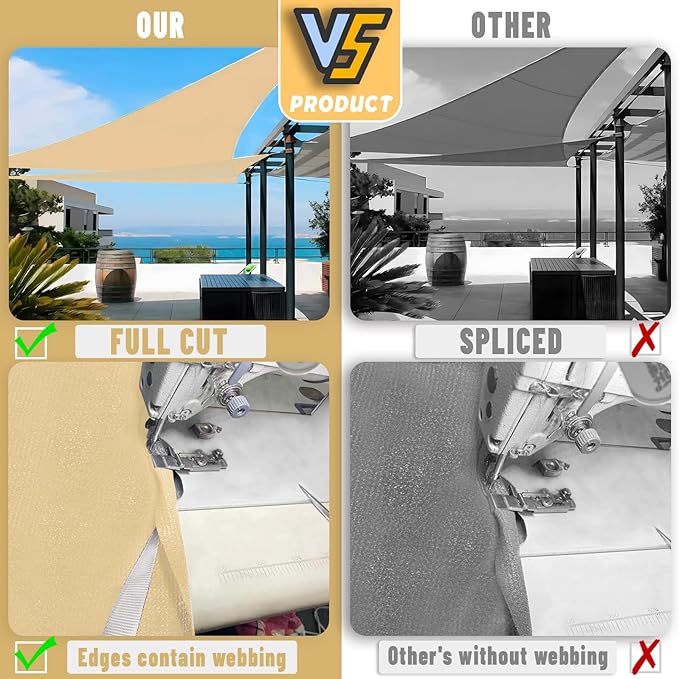 LOVE STORY Custom Size 15'x15'x21.2' Sand Sun Shade Sail Right Triangle Sunhsade Fabric Awning Canopy for Patio Backyard Carport Pergola (Customized)