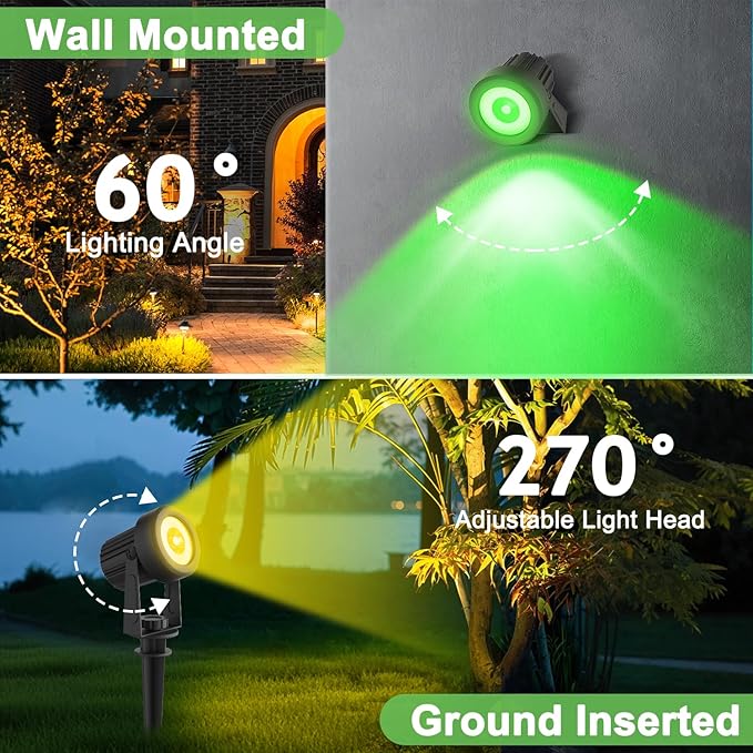 Solar Spotlights Outdoor Waterproof, RGB Landscape Spotlights, Christmas Decorative Solar Spot Lighting for Garden, Yard, Pathway, Lawn, Poolside, Party, 4-in-1 Mounted (RGB, 1 Pack)