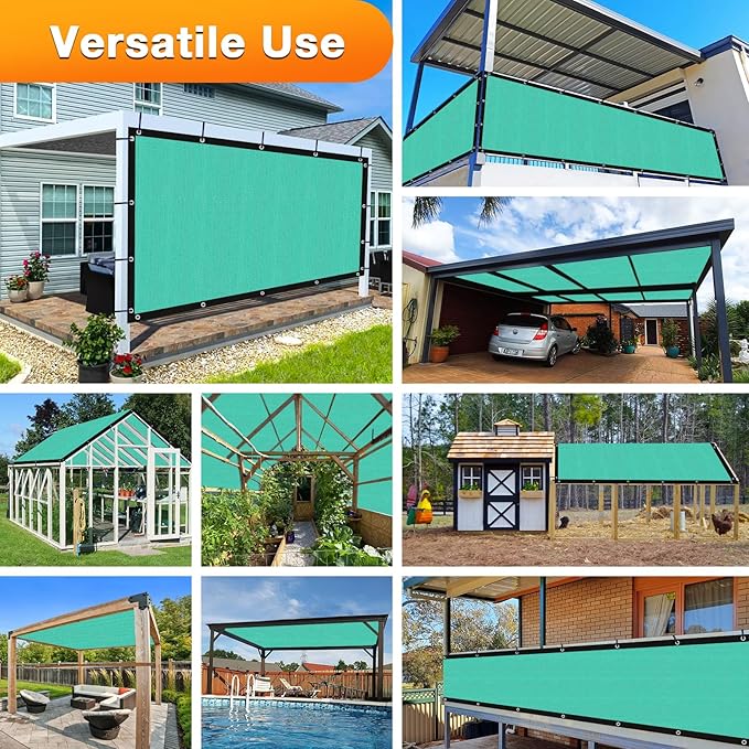 Artpuch Outdoor Pergola Shade Cover 5' X 5' Sun Shade Cloth with Grommets, 90% UV Protection Canopy Patio Privacy Screen (Customized Available) GN107, Turquoise