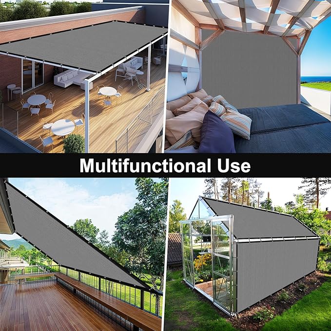 Artpuch 90% Sun Shade Cloth, 6 x 8 FT Pergola Shade Cover Canopy with Grommets, Sun Screen Fabric Tarp for Patio, Outdoor, Garden, Backyard, Blue Grey