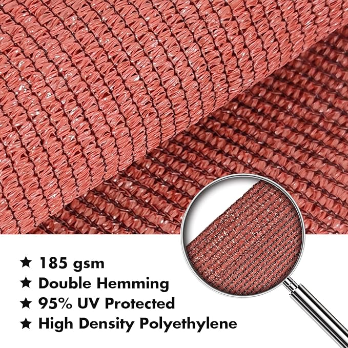 KANAGAWA 21'X22' Rust Red Custom Size Sun Shade Sail Rectangle UV Block Canopy Cover for Patio Backyard Lawn Garden Outdoor (Customized Available)