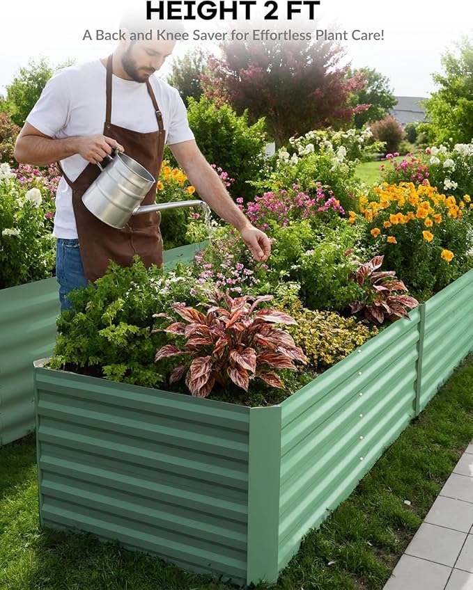 Garvee 2PCS 8x4x2ft Galvanized Raised Garden Bed Outdoor,Rust-Resistant Raised Garden Beds for Gardening, Easy Assembly Outdoor Garden Box & Planters
