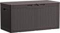 Devoko 100 Gallon Waterproof Large Resin Deck Box Indoor Outdoor Lockable Storage Container for Patio Furniture Cushions Garden Tools (100 Gallon, Dark Brown)