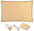 Eden's Decor Straight Flat-Edged Sun Shade Sail Rectangular 12' x 18' Beige UV-Blocking Outdoor Canopy Fabric Cloth Awning for Pergola Patio Garden Backyard Custom Size