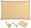 Eden's Decor Straight Flat-Edged Sun Shade Sail Rectangular 6' x 18' Beige UV-Blocking Outdoor Canopy Fabric Cloth Awning for Pergola Patio Garden Backyard Custom Size