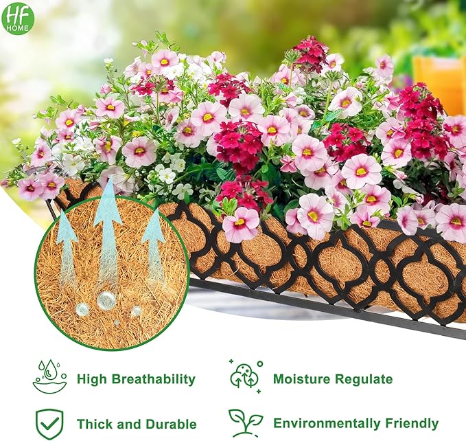 HFHOME 2Pcs 24" Trough Coco Fiber Replacement Liner, Natural 24 in Window Deck Coco Replacement Liner for Window Box