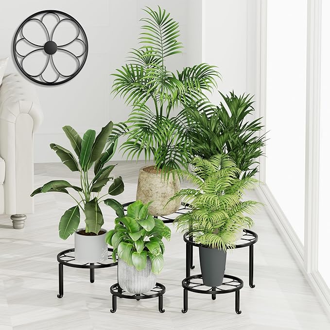 5 Pack Metal Plant Stand for Heavy Potted Plant for Home Indoor and Outdoor, Multiple Heavy Duty Flower Pot Stand,Multiple Plant Display Rack