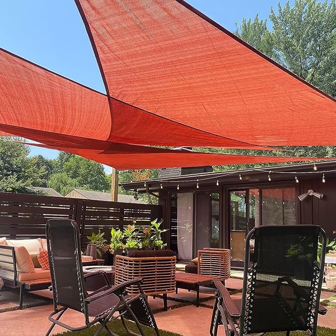 LOVE STORY Custom Size 10'x11'x14.9' Terra Red Sun Shade Sail Right Triangle Sunshade Fabric Awning Canopy for Patio Backyard Carport Pergola (Customized)