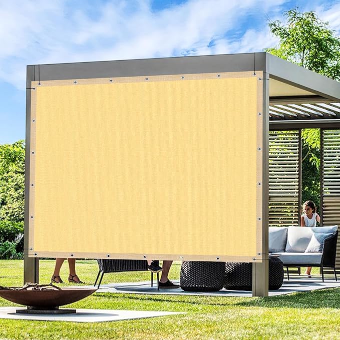 Artpuch Outdoor Pergola Shade Cover 7x21 FT Sun Shade Cloth with Grommets Sand 90% UV Protection Canopy Patio Privacy Screen (Customized Available)