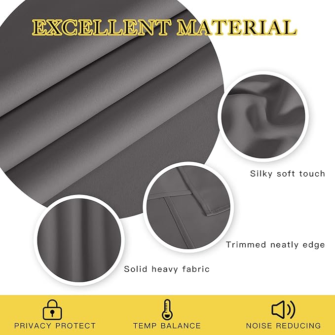NICETOWN Blackout 102 inch Curtains for Sliding Glass Door, Grommet Thermal Insulated Room Darkening Window Treatment Sound Reducing Drapes for Room Divider, Gray, 1 Panel, W100 x L102