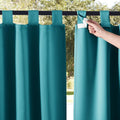 NICETOWN 2 Panels Peacock Teal Patio Curtainss Outdoor Waterproof with Self-Adhesive Tab Top, Thermal Insulated Heat & Cold Blocking Outdoor Curtainss for Easy Hanging & Sliding, W52 x L108